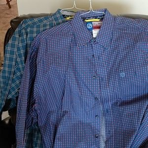 2 wrangler George straight long sleeve shirts, xxl,xxg,ttg